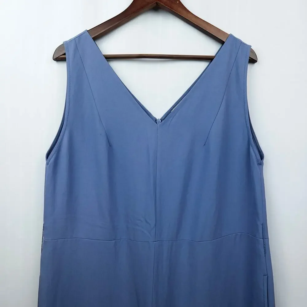 Everlane The Japanese GoWeave Essential Jumpsuit Sz 12 Dusty Blue -Missing Belt-